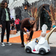President Barack Obama and first lady Michelle Obama gush over “Lil' Pope,” who arrived at the White House Halloween party in his own miniature popemobile.
Twitter via @WhiteHouse